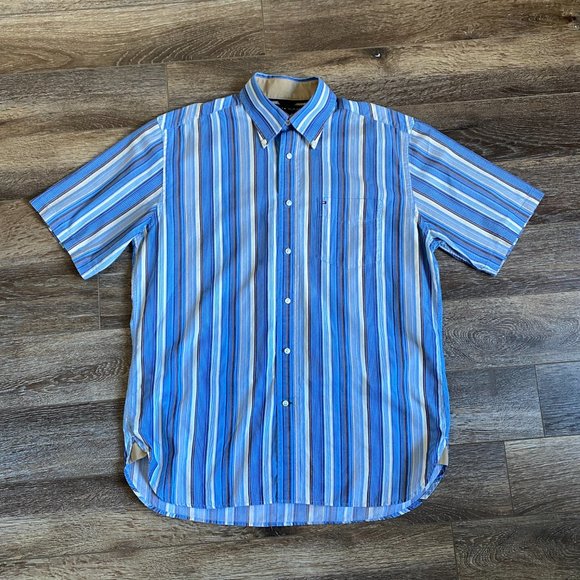 Tommy Hilfiger Striped Short Sleeve Button Front Shirt - Picture 2 of 6